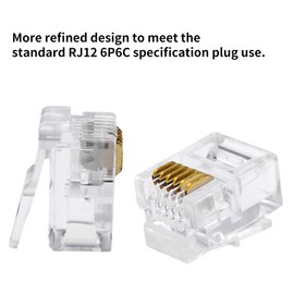 XANHAM RJ12 6P6C Connectors(25 Pieces Pack) 6 Pin Telephone Line Cable Wire Male Plug, AV00303