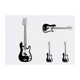 4 x 'Bass Guitar' Temporary Tattoos - Water Resistant, Skin-Safe, Non-Toxic Transfers, Mixed Sizes (TO00036707)