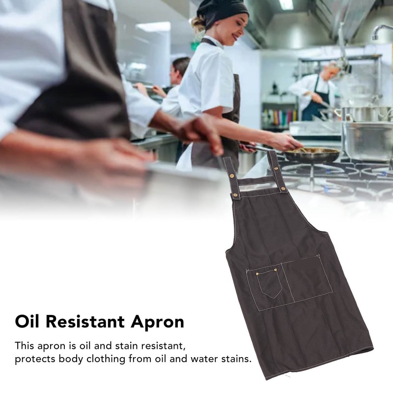 2 Pcs Black Cotton Apron Kitchen Breathable Oil Resistant Apron