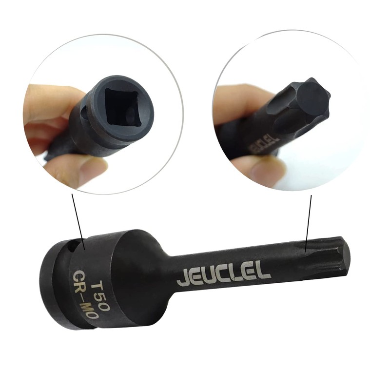 JEUCLEL T50 Torx Star 6 Point Impact Bit Socket, T50