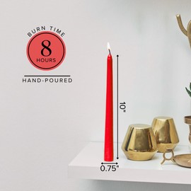 Simply Soson Red Taper Candles 10 inch Dripless, Set of 4, Dripless Taper Candle Sticks, Tall Candlesticks Long Burning Perfect for Dinner, Wedding, Party or Christmas Tapered Candles Decor