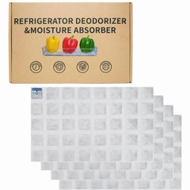 Aeribbon 4 Pack Refrigerator Deodorizer, Outperforms Baking Soda Fridge Deodorizer, Odor Eliminator for Fridge & Freezer, Refrigerator Air Freshener And Moisture Absorbers Pad