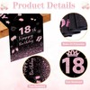 Table Runner for 18th Birthday, Black Pink Party Tablecloth, Table