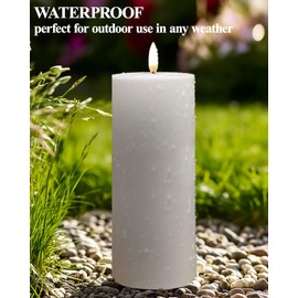 Gmnee 4"x12" Outdoor Candles with Timer Waterproof, 2-Pack 4" Diameter Flickering Flameless Candles with Remote, Extra Large Pillar Battery Operated LED Candles for Patio Porch, and Lanterns Decor