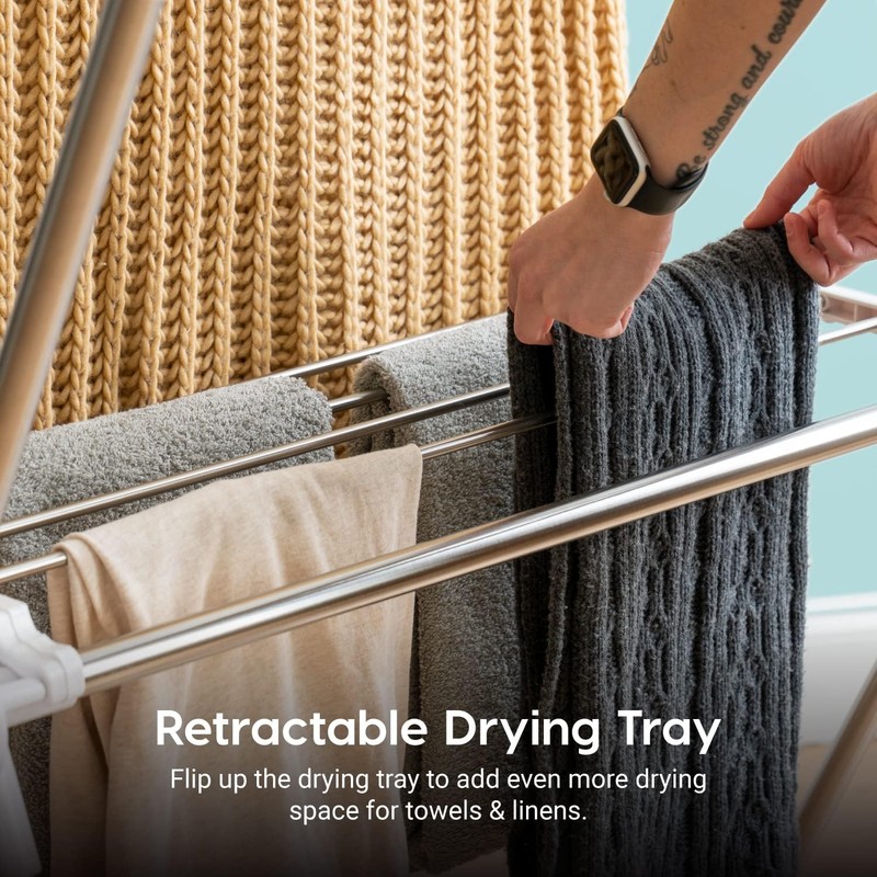 IRIS USA Clothes Drying Rack, Foldable & Extendable Rods for