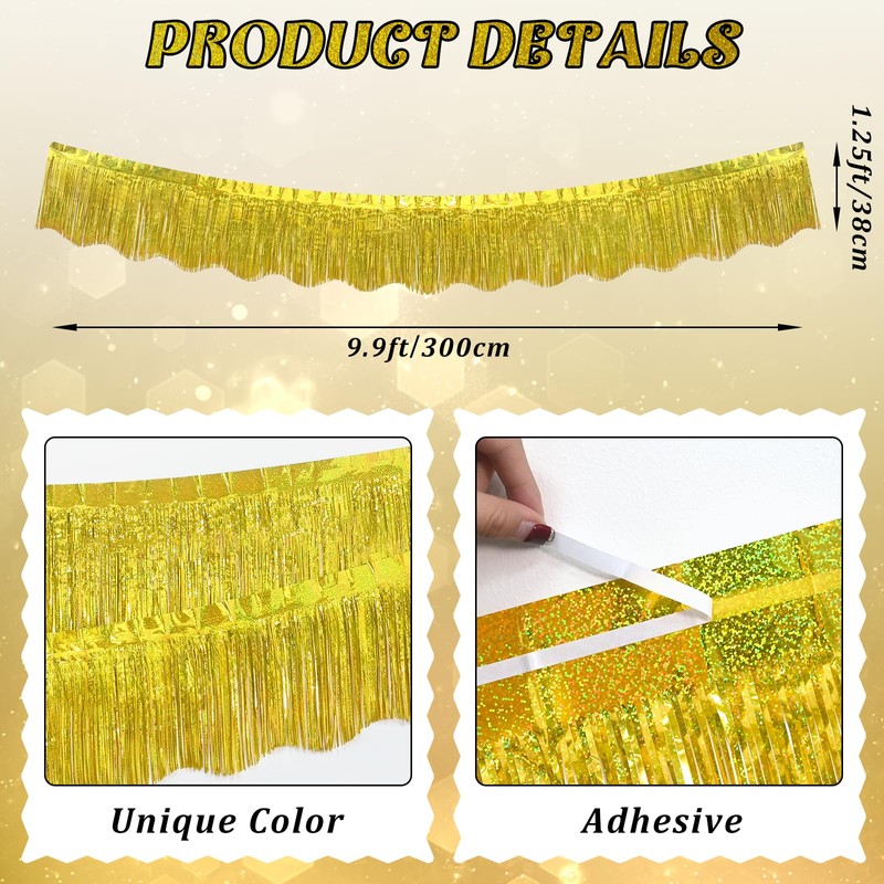 LOLStar 6 Pack Gold Foil Fringe Garland Party Decorations, 59.9Ft