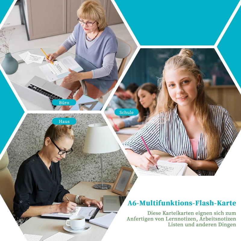 Notepads A6 Flash Cards, 6 Pack White Paper