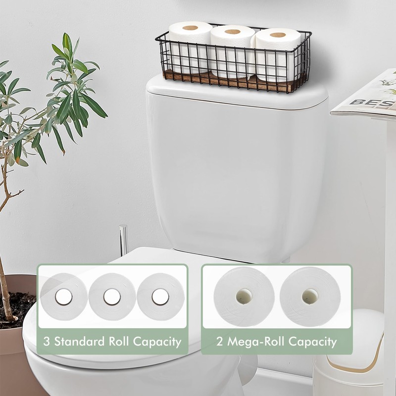 Toilet Paper Basket 1 Pack 14" Toilet Tank Tray Rustic