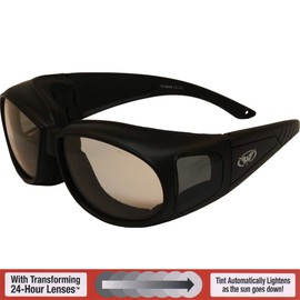 OUTFITTER - Photochromic Light Adjusting Lenses- Motorcycle Sunglasses - FREE Rubber EAR LOCKS