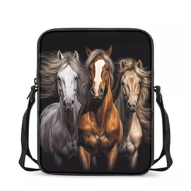 chaqlin Brown Horse Crossbody Handbag for Women Men Cell Phone Bags Mini Messenger Tote Bags Animal Horse Print Crossbody Bags Small Messenger Tote Bags