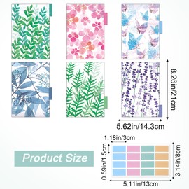 12 PCS Binder Index Dividers, A5 Floral Planner Binder Dividers Plastic Insertable Page Tab Translucent Binders Divider Index with 10PCS Tabs Stickers for 6 Rings Notebooks Diary Journal Planner