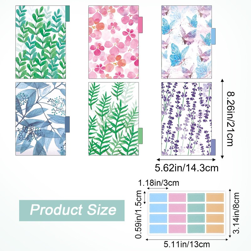12 PCS Binder Index Dividers, A5 Floral Planner Binder Dividers