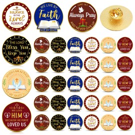 Liliaafar 30 Pcs Christian Inspiration Enamel Lapel Pin Jesus Bible Verses Pin Bulk Metal Badge Brooch for Religious Appreciation Gifts for Bags Hats Caps Clothes