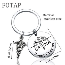 FOTAP Nurse Anesthetist Gift Sweet Dreams Keychain Thank You Gift for Anesthesiologist CRNA School Graduation Gift (CRNA dreams)