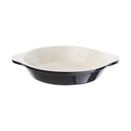 Vogue Black Round Gratin Dish 30X150mm 400ml Cast Iron Baking Roaster
