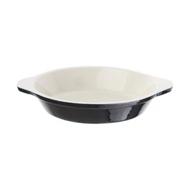 Vogue Black Round Gratin Dish 30X150mm 400ml Cast Iron Baking Roaster