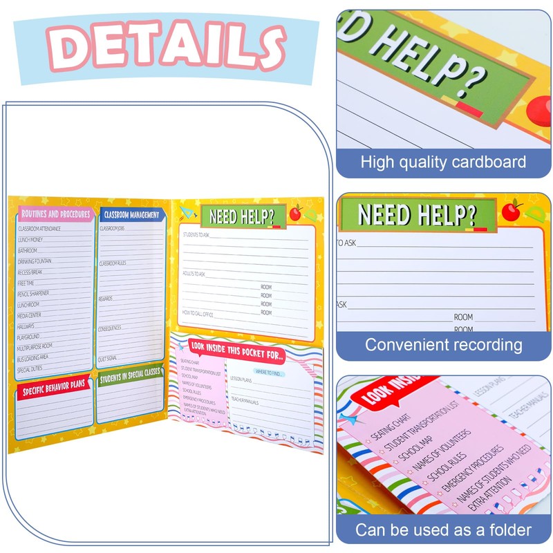 MotiMind 8 Pack Substitute Teacher Folder Substitute Teacher Supplies Must