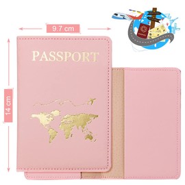 flintronic Passport Covers and Luggage Tags, 2 Pcs Baggage Labels + 2 Pcs Passport Holder, Leather Travel Accessories Identifier Tags & Card Holders