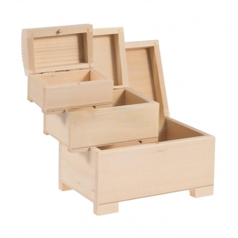 Wooden World - Set of 3 Wooden ecological chest boxes