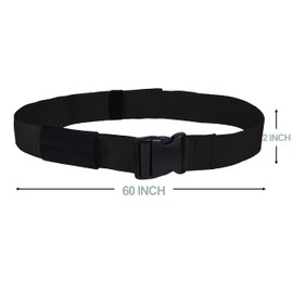 Homymusy 60 Inch Adjustable Gait Belts for Seniors - Comfortable Buckle Protect Cover Keep Belt Buckle Reaching The Waist,Supports up to 350 lbs(Black, 60INCH Quick Release Buckle)