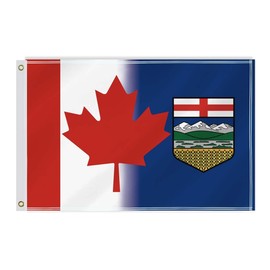 60×90 CM Canada Alberta Combo Flag,2×3 FT Canadian Albertan Friendship Decor,Double Side Digital Printed 150D Polyester Banner With Canvas Header Brass Grommet