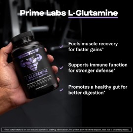 Prime Labs L-Glutamine Amino Acid Supplement 600mg for Muscle Recovery - 180ct.