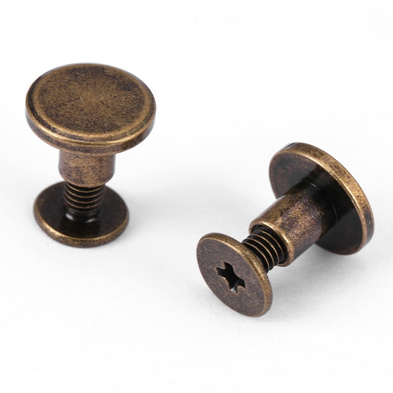 20pcs Leather Craft Rivets, Flat Head Copper Brass Screws Nuts