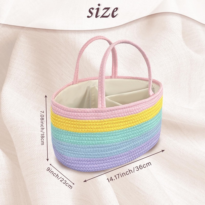 Rainbow Woven Baskets Rope Blanket Basket Storage withe Handles for