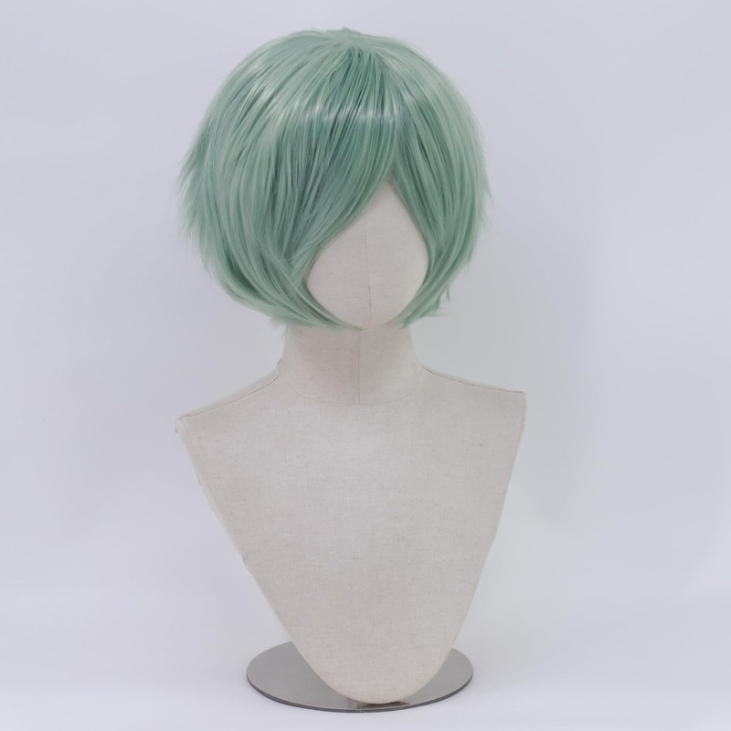 Cfalaicos 10 Inch Short Green Wig Men Layered for Halloween