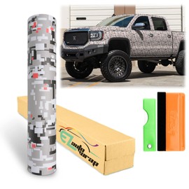 12"x60" (1FT x 5FT) Camouflage Digital Urban Red Viny Wrap Sticker Sheet Film DIY Decal Car Auto Vehicle Motorcycle Air Release Bubble Free Self Adhesive Peel and Stick Free Tool Kit