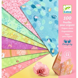 Djeco Origami Paper - 100 Sheets Forest Based Paper Square Pastel Origami