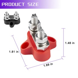 LKAHG Car Bus Bar, 2PCS 12V-48V Dual Studs M8 Vehicle Battery Power Distribution Block, Insulated Positive & Negative Automotive Battery Wire Terminal Block Busbar, Universal for Most Cars