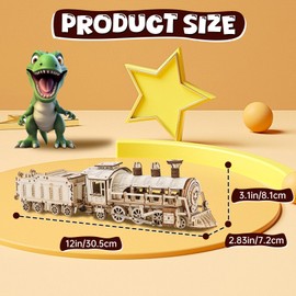 3D Puzzle Wooden Steam Locomotive Steam Train Model Building Wooden Puzzle Adult Birthday Gifts and Home Decoration