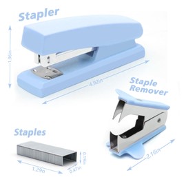 Blue Office Stapler, 25 Sheet Capacity with 2000 Staples and Staple Remover, Desktop Stapler,Blue Office Supplies for Students and Office Clerks