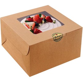 SmilerSmile SmilerSmile 8x8x5 Inches Cake Boxes with Windows 20pcs 8 Inch Cake Box Bakery Boxes Kraft Pastry Boxes Disposable Cake Containers for Cakes,Pastries,Pies,Dessert/Brown
