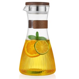 52OZ Glass Pitcher with Lid and Spout, Water Jug, 1500ml Carafe for Hot/Cold Water, Large Iced Tea Pitcher for Coffee, Juice and Homemade Beverage