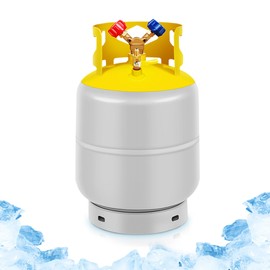FAHKNS Recovery Tank, Reusable Cylinder Can 30 lb HVAC Tank Reclaim Tank 1/4 SAE Y Valve Double Valve Large Capacity without Float Switch for R12, R22, R134A, R410A etc Refrigerant