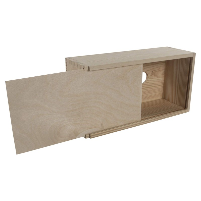 Cube Wooden Tissue Box with Sliding Bottom | 14.5 x