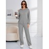 Fnumoa Womens Waffle Knit Hooded Pajama Sets Long Sleeve Matching