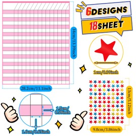 18 Pack Incentive Chart for Classroom Reward Chart for Kids Multi Color Laminated Dry Erase Chart with 1760 Star Stickers Behavior Chart for Learning Classroom School Attendance (Fresh Style)