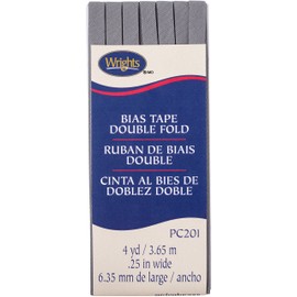 Wrights 117201045 Light Grey Double Fold Bias Tape 1/4" x4yd