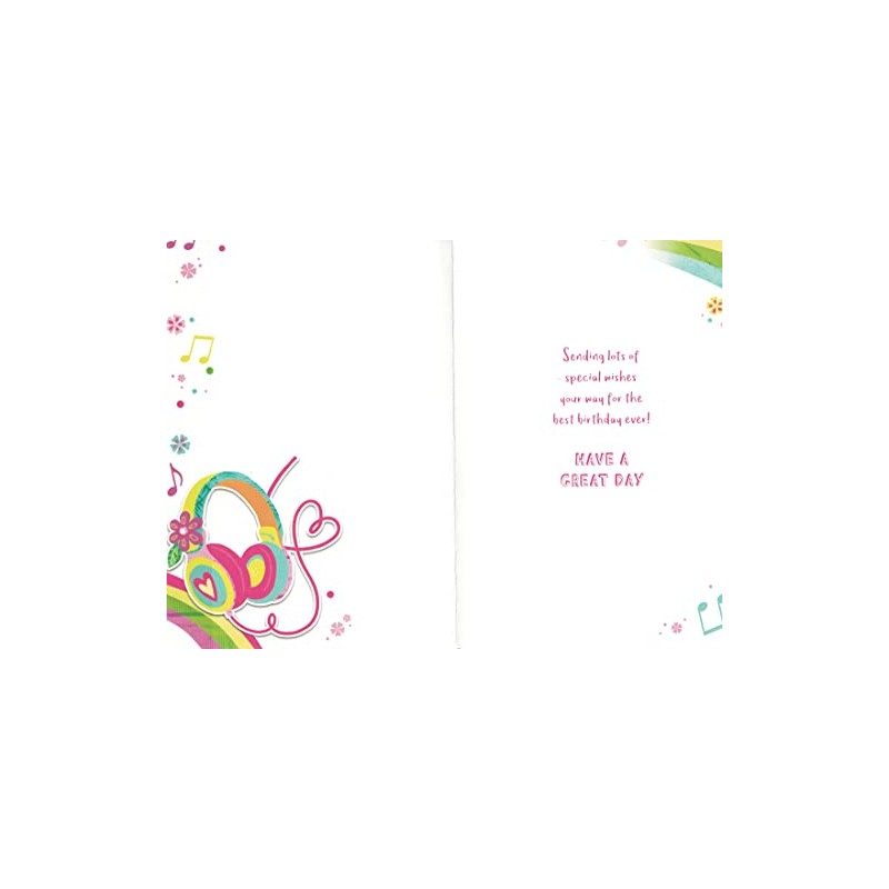 NIECE AGE 8 8TH BIRTHDAY CARD. HEADPHONES. 9 X 6