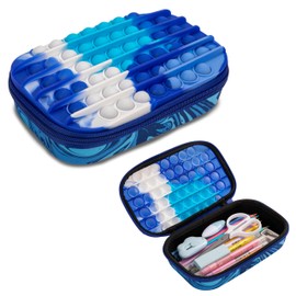 ZIPIT POP Pencil Box for Boys | Fidget Toy | Silicon Sensory Push It Case | Large Capacity Pencil Case (Blue)