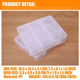 2 Pcs 9 Grids Clear Organizer Box Plastic Storage Container with Adjustable Dividers for Electronics Jewelry Beads Art DIY Crafts Fishing Small Parts