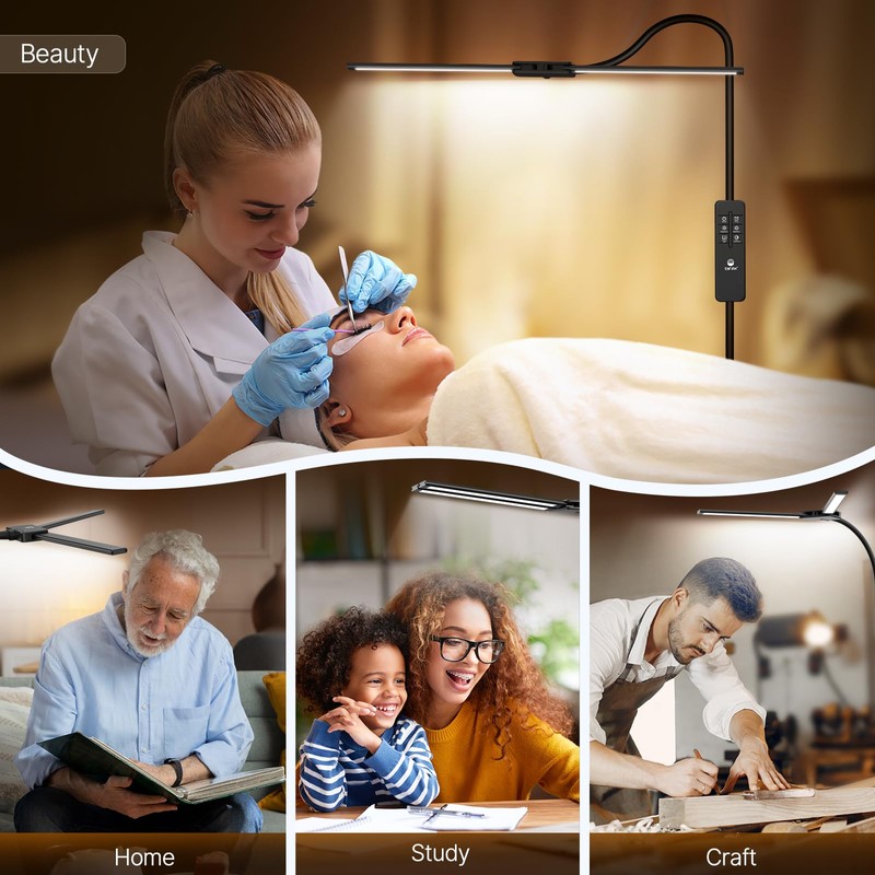 Syrinx LED Floor Lamp, Dual Head Gooseneck Floor Lamps for