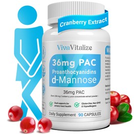 5 in 1 Cranberry Supplement for Women, 36mg PAC 100% Soluble D-mannose Dandelion Herb Mulberry Uva Ursi Leaf Natural Urinary Tract Health Support, Cranberry Pills UTIs Prevention 90 Caps