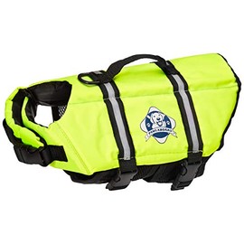 Paws Aboard Dog Life Jacket, Fashionable Dog Life Vest for Swimming and Boating - Neon Yellow