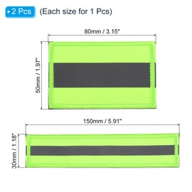 PATIKIL Reflective Patch 1x6" 2x3", 2 Pcs Hook and Loop Fastener Safety Appliques for Night Sportsperson Worker Hiker, Green