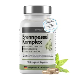 EXVital EXVital nettle capsules complex with grape vine & horse chestnut extract, 800mg nettle extract per day, 120 vegan capsules, clever with manganese & copper, vegan & without additives