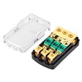 0/2/4 Gauge In To 4/8/10 Gauge Out 60A 3 Way Mini ANL Fuse Holder Distribution Block, Fuse Distribution Block for Auto Audio System